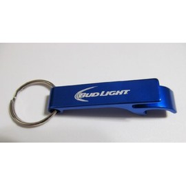 Bud Light Blue Metal Bottle Opener Keychain Keyring
