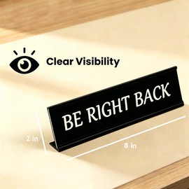 Be Right Back Sign, Be Back Soon,Will Be Right Back, Temporarily Steps Away or Unavailable Sign, Stepping out Briefly, Momentarily Absent, Return Shortly Indicator-Aluminum-8 x 2.3 inches