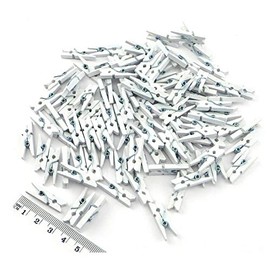 100 Mini Wooden Pegs, Clothes Pegs, Decorative Pegs, Photo Pegs, Decorative Pegs, Wooden Decorative Clips, White (White, 2.5 cm / 25 mm)