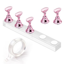 Makartt Nail Stand for Press On Nails Display Practice Nail Holder for Painting Nails Stand Magnetic Fake Nail Holder with 1M Double-sided Tape For Home DIY Salon Supplies