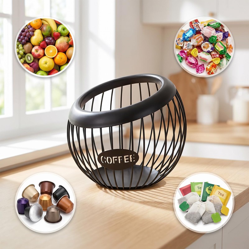 2 Pcs Coffee Pod Holder, Espresso Pod Holders Metal (Black)