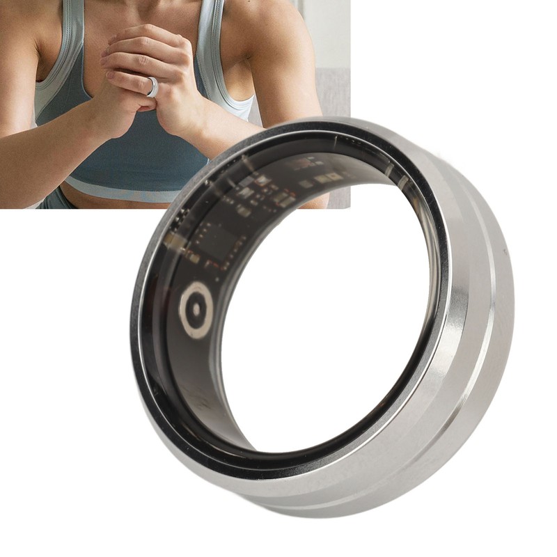 Smart Ring Silver IP68 Waterproof Pedometer Sleep Fitness Monitoring Remote