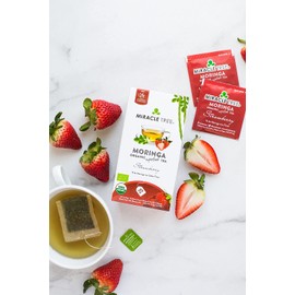 Miracle Tree - 3 Count of Organic Moringa Superfood Tea, 25 Individually Sealed Tea Bags, Strawberry (Keto, Detox, Energy/Immunity Booster, Vegan, Gluten-Free, Organic, Non-GMO, Caffeine-Free)