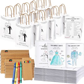 Gueevin 48 Piezas Actividades de Boda para Niños Libros para Colorear de Boda Empaquetados Individualmente Regalo de Boda Bolsas de Regalos y Hojas de Búsqueda del Tesoro para Juegos Infantiles