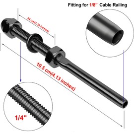 BLIKA 60 Pack Black Cable Railing Swage Threaded Stud Tension End Fitting Terminal for 1/8" Deck Cable Railing, T316 Stainless Steel, Black Cable Railing tensioner 1/8" for 2"x2" Wood/Metal Post