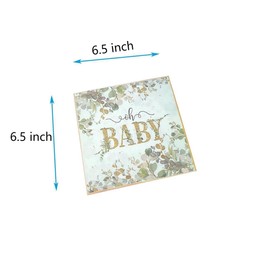 TUIC 40Pcs Eucalyptus Leaf Hey Baby Sage Greenery Napkin for Shower, Disposable Green Gold Foil Eucalyptus Leaf Theme Paper Napkin for Shower Birthday Party Decorations,6.5 In, GGX-2402377