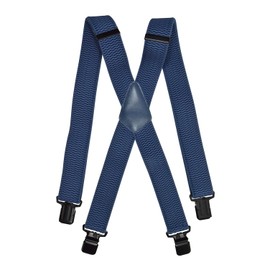 Olata Mens Suspenders - Extra Wide Straps and Black Metal Clips Braces X Shape with Criss Cross Straps - 4cm, blue