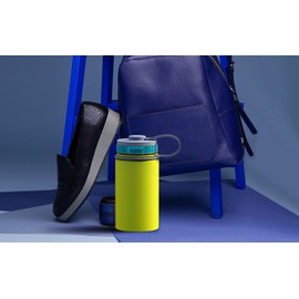 asobu Mini Hiker Double Walled Vacuum Insulated Stainless Steel Compact Water Travel Bottle 12 Ounce (Lime)