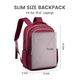 LOVEVOOK Laptop Backpack for Women, Slim Business Laptops Bag with Separate Computer Compartment Stylish Daypack for College Work Travel, Fits 15.6" Laptop