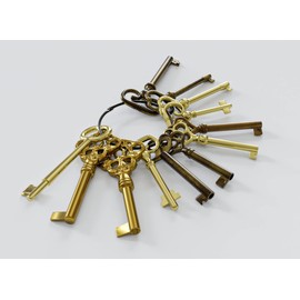 KY-12S Skeleton Key Set Reproduction Key for Antique Furniture - Cabinet Doors, Grandfather Clocks, Dresser Drawers Vintage Old Furniture