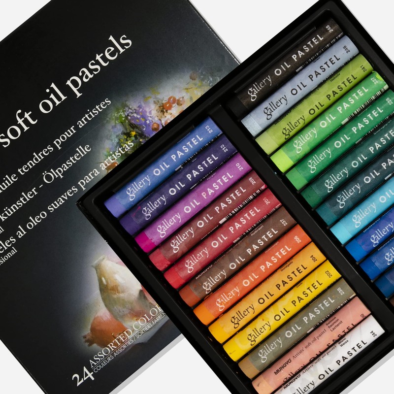 MUNGYO Gallery Artists' Soft Oil Pastels, 24 Assorted Colors -