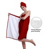 Women's Bath Towel Wrap Set with Hair Turban, Red, Microfiber,