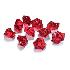 50 x ACRYLIC ICE CHUNKS - WEDDING TABLE SCATTER - VASE FILLERS (Red)