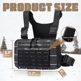 WOISIASO Outdoor Tactical Chest Bag Chest Rig Pack EDC Molle Utility Chest Pouch for Workouts Hiking Fishing (Black Camo)