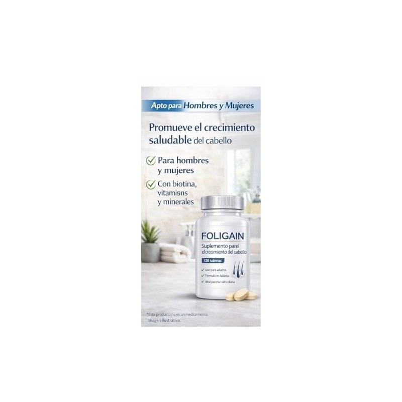 Foligain Suplemento Estimulante Para el recrecimiento del cabello 120 Tabletas