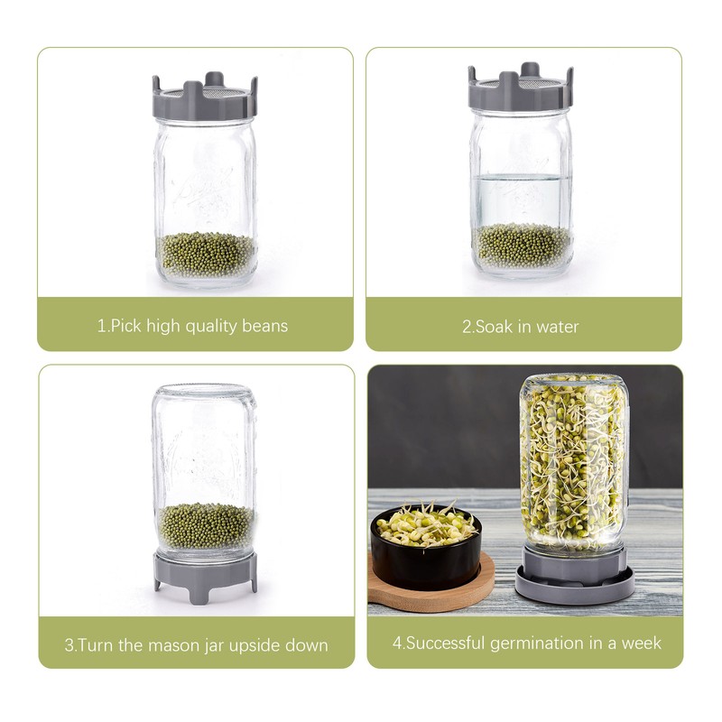 ABS Sprout Lid with Stainless Steel Screen for Wide Mouth