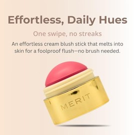 MERIT Le BonBon - Rubor en crema de bálsamo para mejillas y labios, rosa brillante, acabado radiante, barra ligera multiusos para mejillas y labios, r