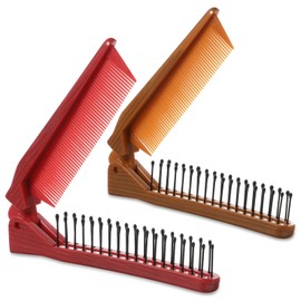 Folding Hair Comb, 2 Pcs Foldable Travel Hair Brushes for Women, Double Headed Small Travel Comb Set Portable Scalp Massagers Mini Compact Pocket Size Detangling Comb Anti-Static Purse Brush for Hair