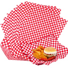 Spakon 1000 Sheets Wax Deli Paper Sheets for Food 12 x 12 Inch Checkered Dry Waxed Deli Basket Liners for Sandwich Wrapping, Food Basket Liners, Picnic party(Red-white)