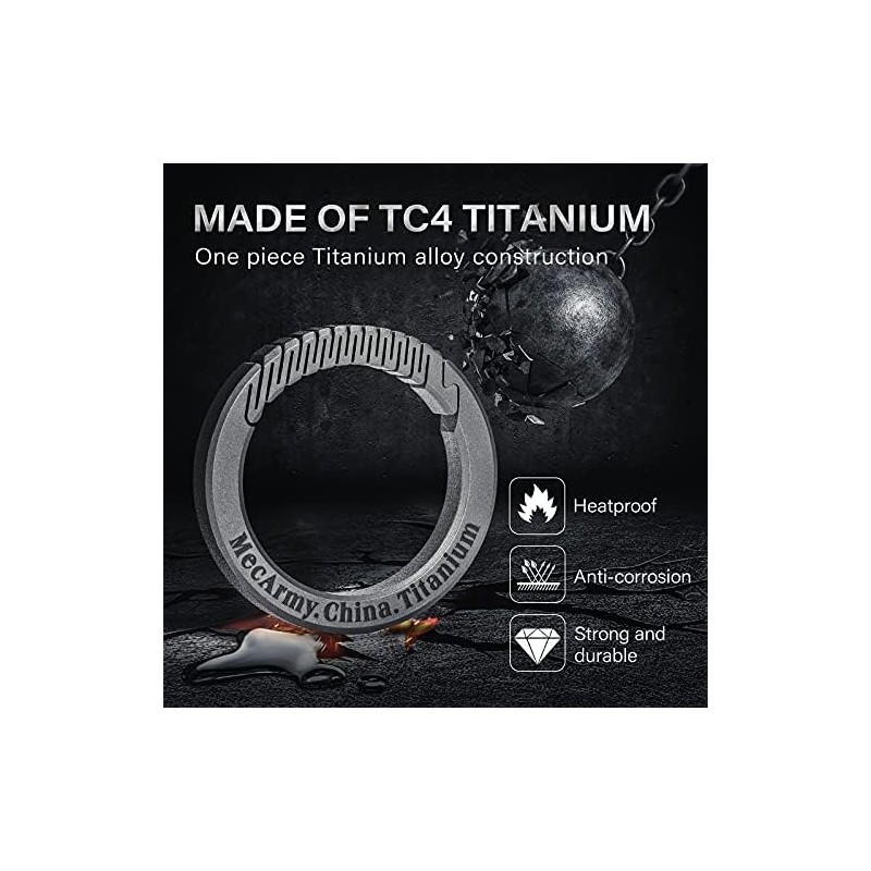 MecArmy Circle Keychain, Titanium Carabiner EDC Key Ring Clip, Anti-Lost