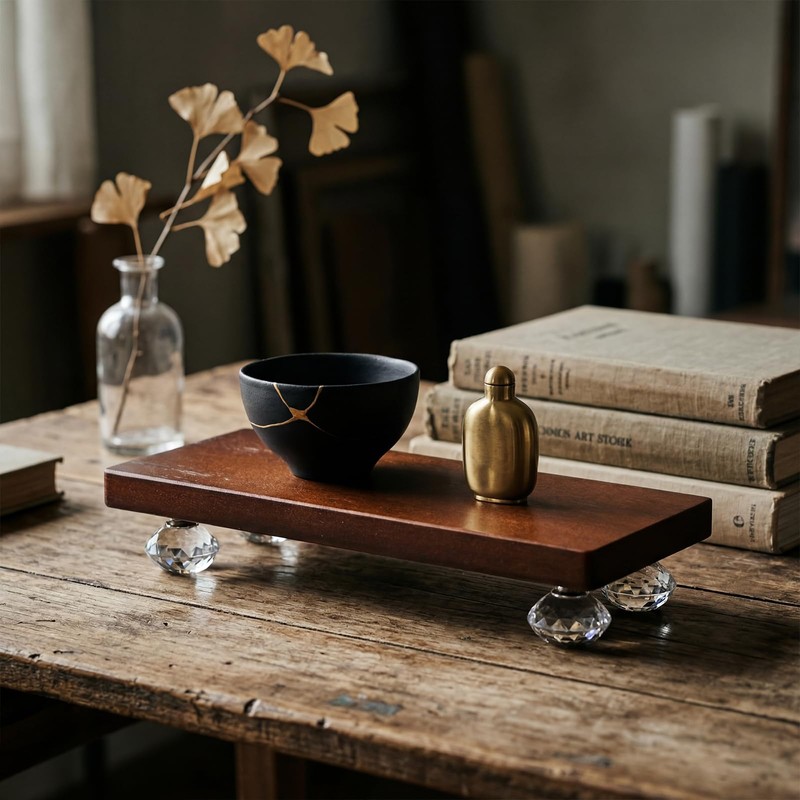 Sliner Wood Risers for Decor Display, Bathroom Counter Sink Decoration,