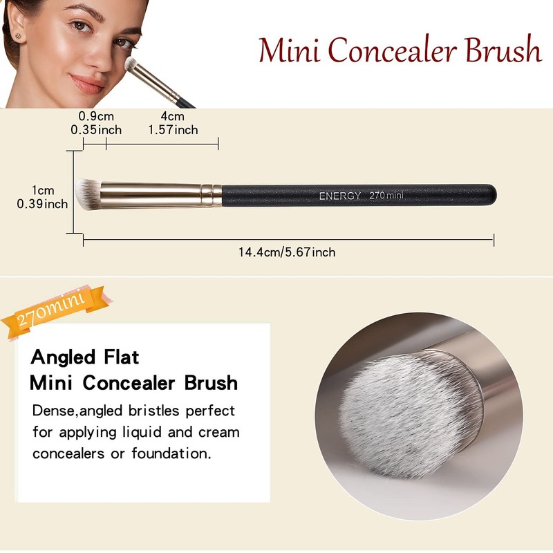 ENERGY 3-in-1 Angled Foundation Brush Flat Top Concealer Brush Set