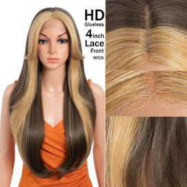 Noble star Lace Wigs Long Wavy Wigs 26" Shoulder Length Heat Resistant Synthetic Lace Front Wigs for Women with Bangs for Daily Party Use HL10A/26F#
