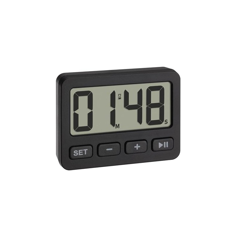 TFA Dostmann 60.2036.01 Digital Mini Clock with Alarm Function, Stopwatch,