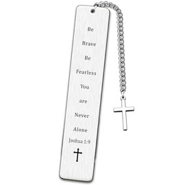 AMZQ Inspirational Gifts Christian Bookmark Be Brave Be Fearless You are Never Alone Joshua 1:9 Bible Verse Bookmark Inspirational Cross Bookmark Religious Gifts