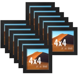 LaVie Home 4x4 Picture Frames Set of 12,Frame for 4x4 Pictures,Photo Frames for Wall Mounting or Table Top Display,Black