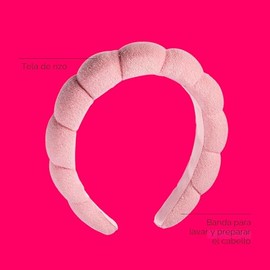 Conair Diadema de spa para maquillaje y lavado facial, diseño de burbujas rosas, 1 unidad, diadema ultraabsorbente de microfibra para lavarse la cara,
