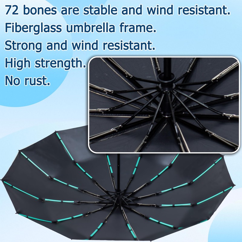 YUNYU Umbrella Windproof Strong, 12 Ribs Auto Open & Close