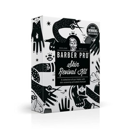 BARBER PRO Skin Revival Kit | Pamper Sets for Men | Packed Full of Natural Ingredients | Includes 2 Face Masks, 1 Under Eye Mask, & 1 Peel Off Mask | Skin Care for Men |