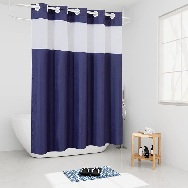 Extra Long No Hook Shower Curtain,Polyester Fabric Shower Curtains for