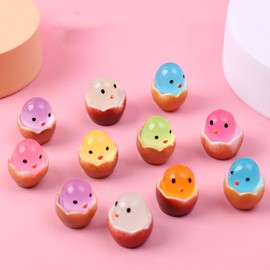 JUFYVO 50pcs Easter Mini Chicks Luminous Egg Glow The Dark Miniature Chick Figures Easter Figurines Mini Resin Chick Miniature Landscape Home Decoration for Easter Party