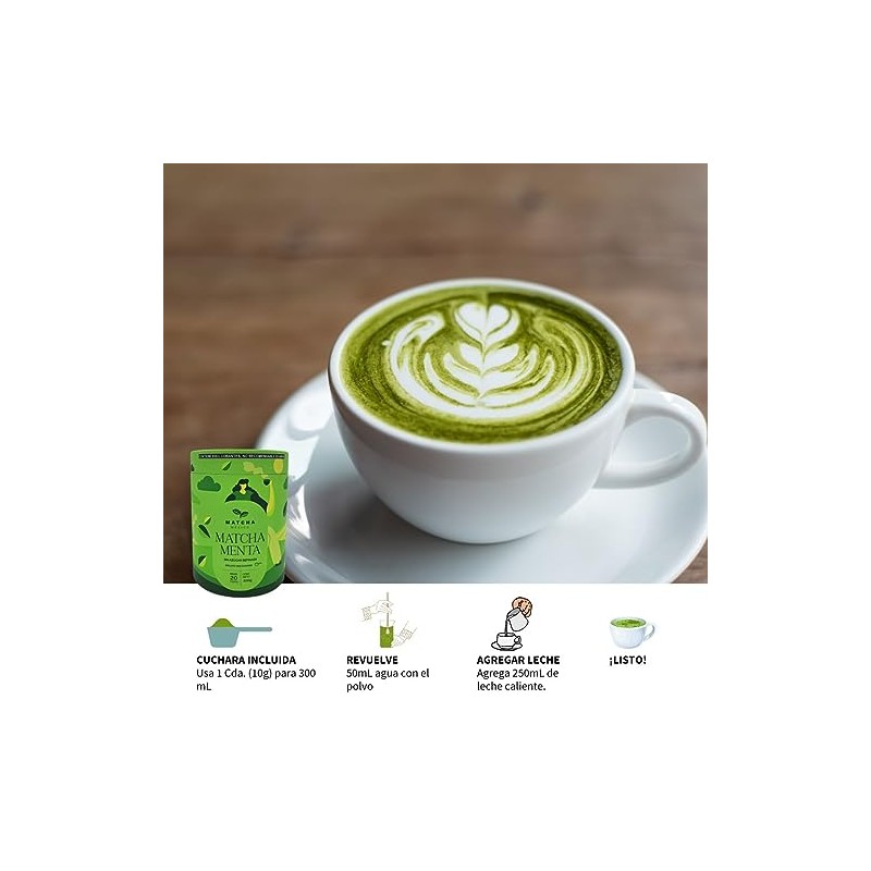 Matcha con Menta Para Bebidas y Lattes Sin Azcar Ni