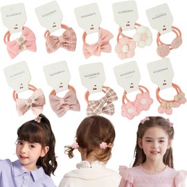 KAQILE Pack of 20 Hair Bows, Colourful Elastic Hair Bobbles, Baby Hair Bobbles, Hair Bands with Bow, Non-Metal, Hair Bands Ponytail Holder, Hair Accessories for Little Girls, Children (Pink)