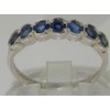 Solid Sterling Silver Vibrant Natural Blue Sapphire Eternity Ring -