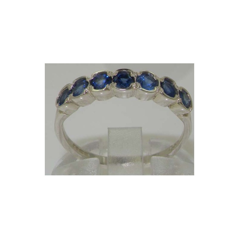 Solid Sterling Silver Vibrant Natural Blue Sapphire Eternity Ring -