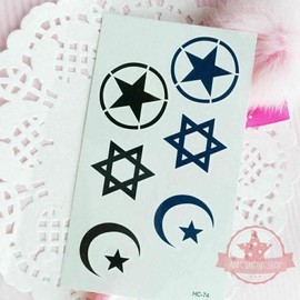 Amazing DIY Wholesale 30 pcs Star Six-pointed Body Tattoos Temporary Blue Black