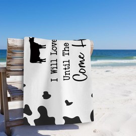 Tzhim I'll Love You Till The Cows Come Home Beach Towel, Cow Pool Towels, Cow Print Sand Towel Large Bath Towels Gifts for Women Girls Kids, Cow Gifts for Cow Lovers, Cow Bathroom Decor, 29x60in