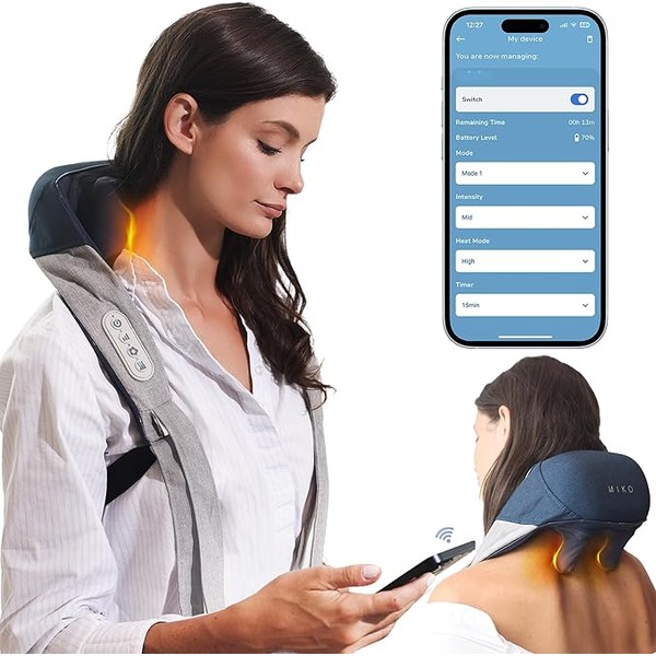 MIKO Shiatsu Neck and Back Massager with Heat for Deep