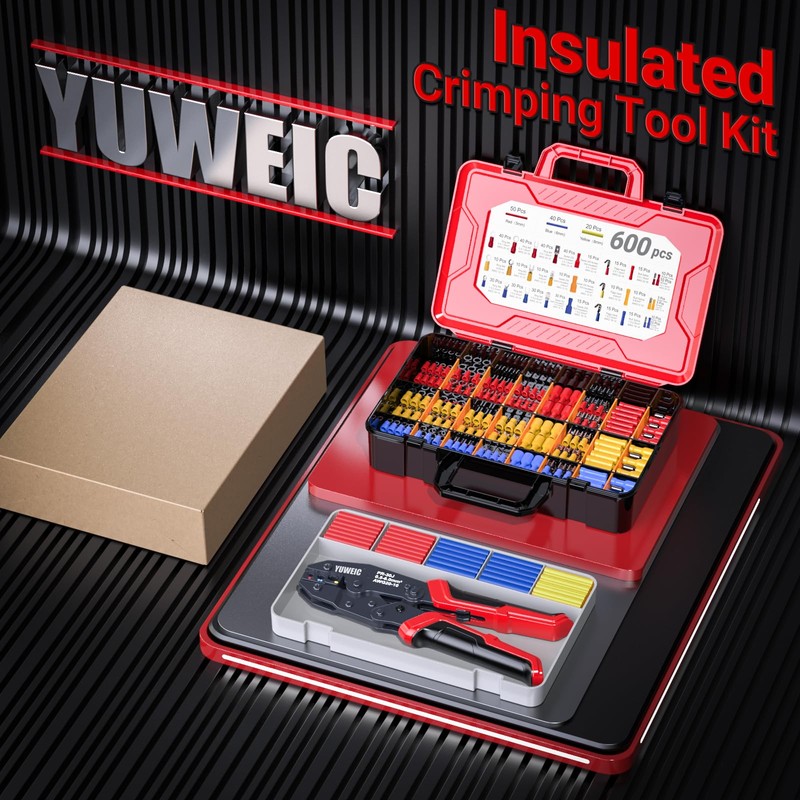 Crimping Tool For Heat Shrink Connectors Kit AWG 22-10/600pcs Connectors