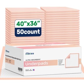 MKISS MKISS Extra Large Bed Pads 40" x 36"(50 Count), Disposable Super Absorbent Heavy Duty Incontinence Underpads, Thicken Chucks Pads for Adults, Children, Babies, Elderly and Pets