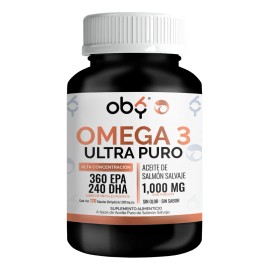 Omega 3 Premium 1300mg 120 Capsulas  Aceite De Salmon Salvaje Puro Con Alto Epa Y Dha  Suplemento Alimenticio  Oby Vitaminas Mujer y Hombre Omega 3...