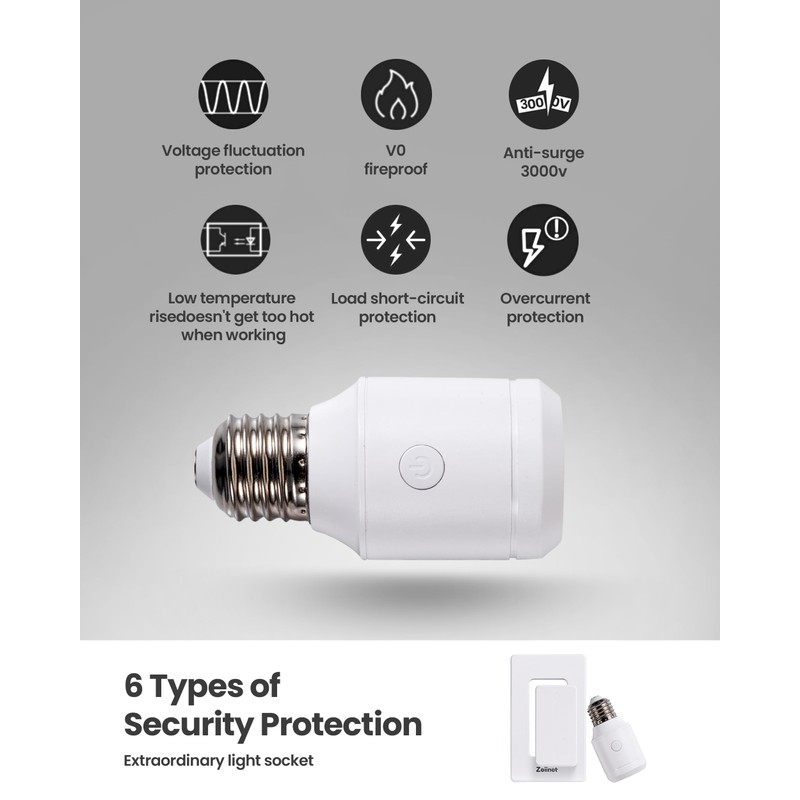Zoiinet 500W Remote Control Light Bulb Socket, Wireless Light Switch