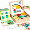 edutree Wooden Magnetic Pattern Block Set with Cards & Pen,