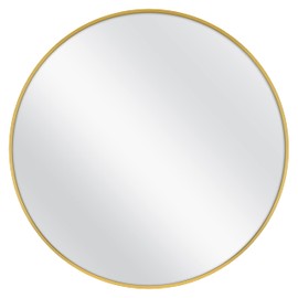 MCS Master & Co. 37.75in Round Metal Brass Mirror, Modern Wall Hanging Large Mirror for Bathroom, Bedroom & Livingroom