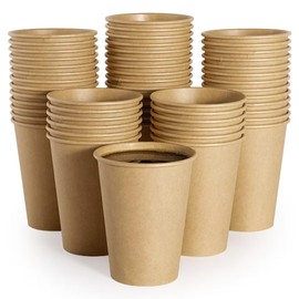 LITOPAK 240 Pack 12 oz Paper Cups, Kraft Hot Coffee Cups, Beverage Disposable Drinking Cups, Hot Coffee Cups, Paper Coffee Cups for Water, Coffee, Juice, and Tea.
