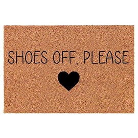 Welcome Doormat Coco Coir Door Mat Gift Shoes Off Please (30" x 18")